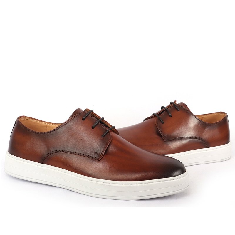 sixlips 都会素面真皮休闲鞋  咖 - 男款休闲鞋 - 真皮 咖啡色