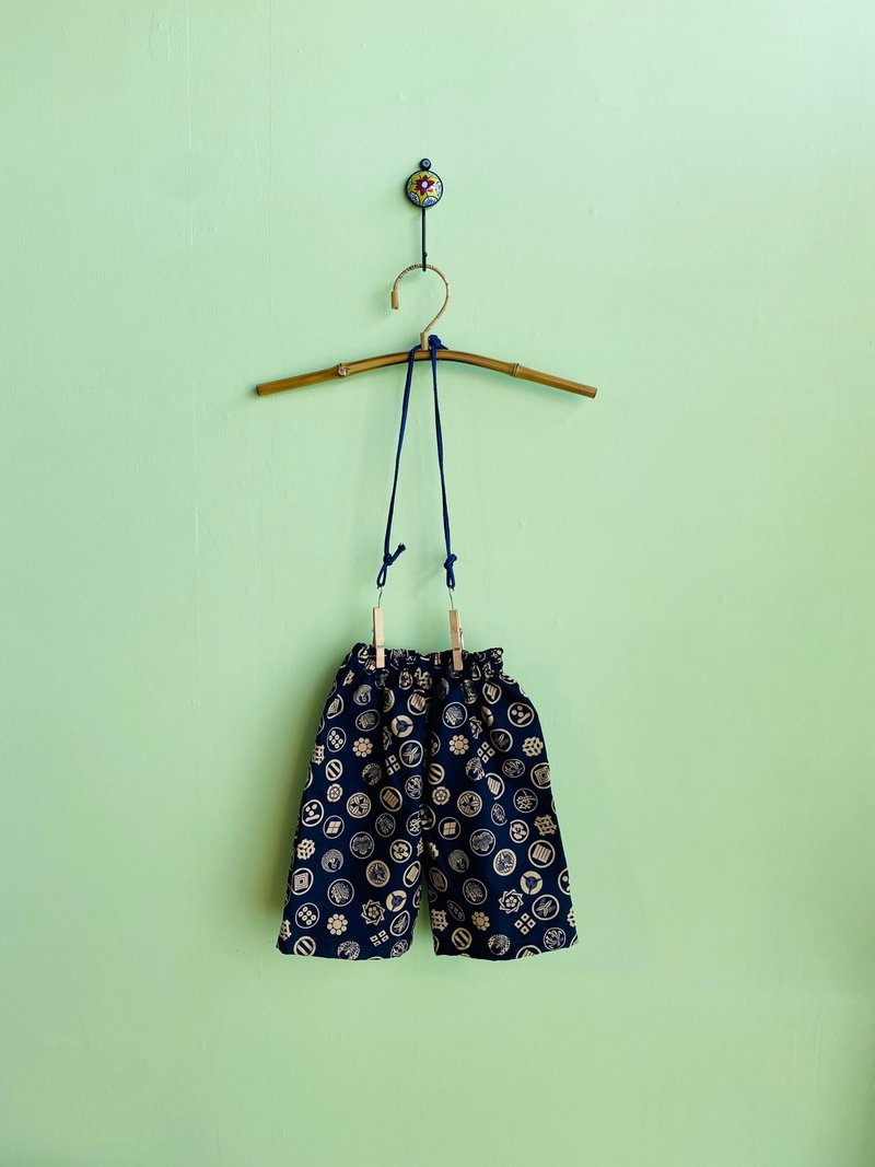 童裤 家族徽章图案 90 厘米 / 110 厘米 - 童装裤 - 棉．麻 蓝色