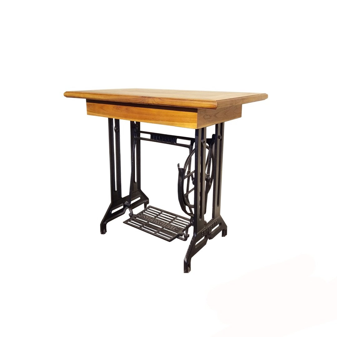 【吉迪市100%全柚木家具】LT-056C 工业风实木裁缝机脚桌 - 餐桌/书桌 - 木头 