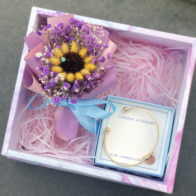 金色 姻缘结 干燥不凋花盒 手镯 手链 定制  婚礼小物 姊妹礼物 - 手链/手环 - 铜/黄铜 金色