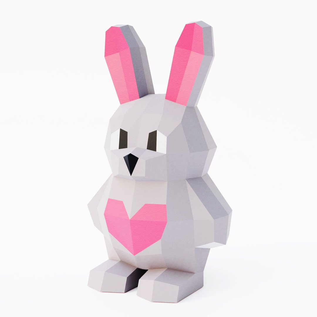 DIY Paper Rabbit with Heart 3D Papercraft Printable PDF - 手工艺教程/工具书 - 其他材质 