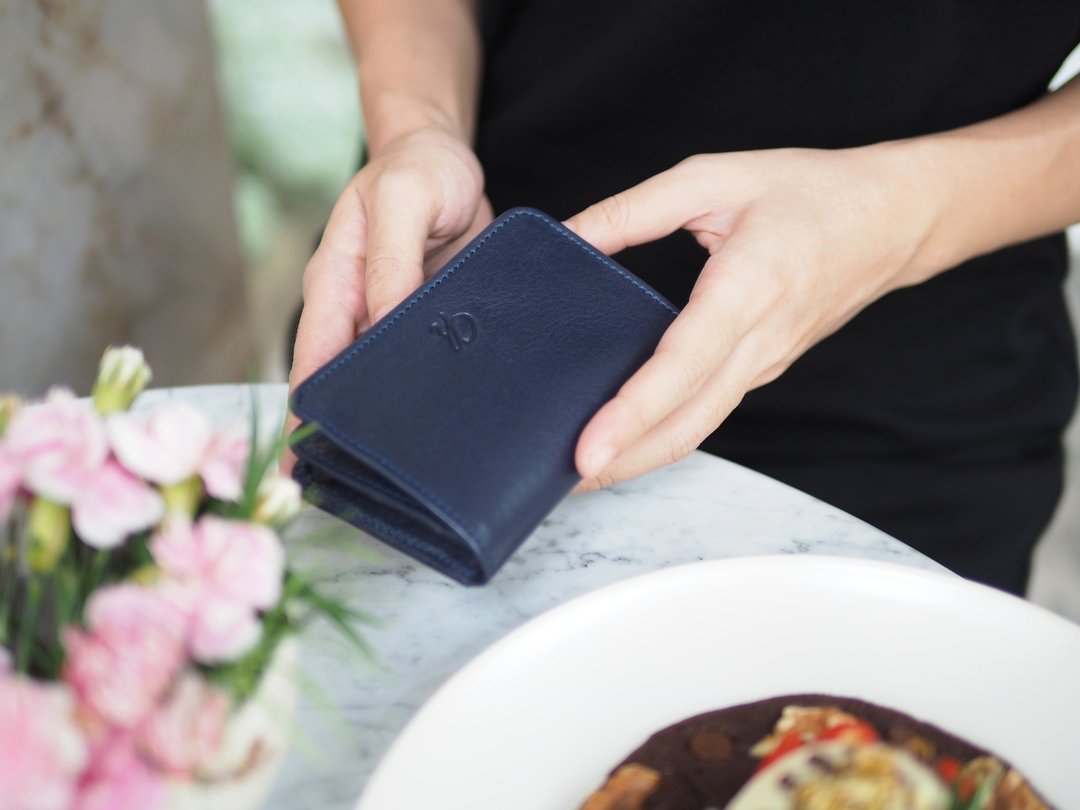 Classic card (Navy), Name card case, card case, cow leather, wallet - 零钱包 - 真皮 蓝色