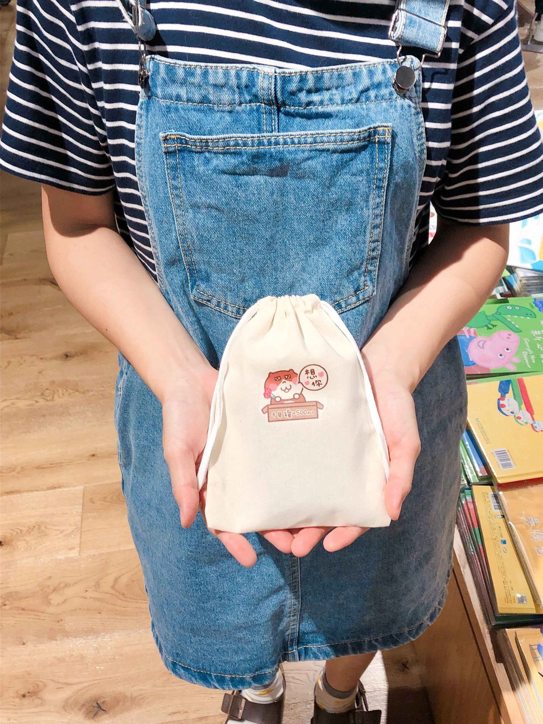 想你の猫日常 猫帆布束口袋 手工印制 Drawstring bag - 化妆包/杂物包 - 棉 