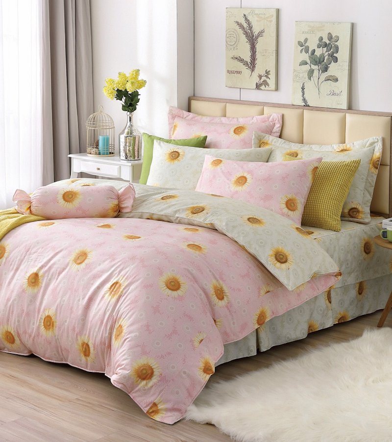 【R875 暖心时代】100% 40支精梳棉 七件式全套组 - 寝具 - 棉．麻 粉红色