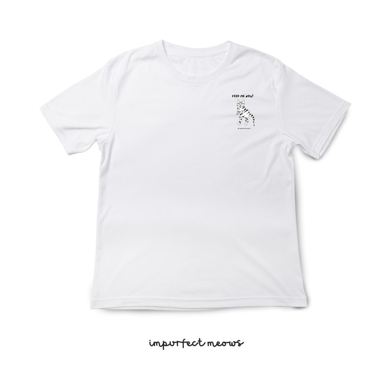 不完美猫咪 Impurfect Meows | 小暴龙猫 T-Shirt - 女装 T 恤 - 棉．麻 白色