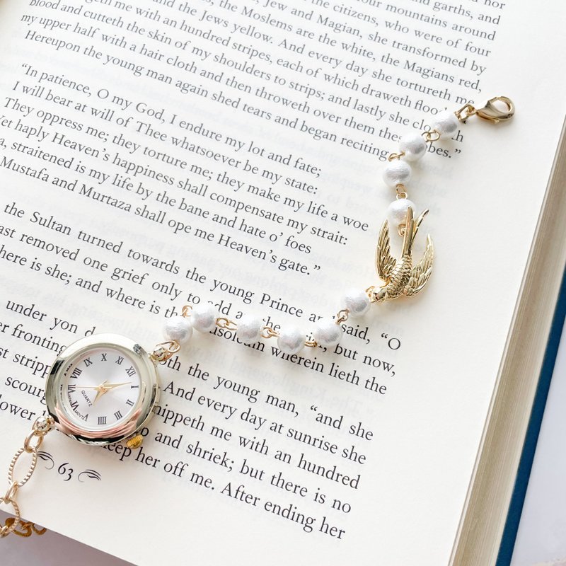 Rico/燕子棉质珍珠手链手表 LI172 - 女表 - 其他金属 白色