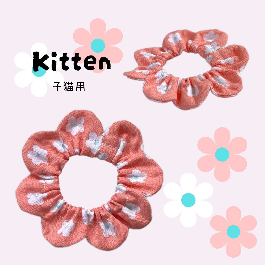 小猫专用 生后1-2个月 花朵造型 Xavier 项圈 - 项圈/牵绳 - 棉 橘色