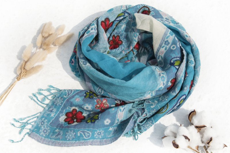 手织围巾 编织围巾 羊绒毯 刺绣毛毯 羊毛盖毯 水煮羊毛披肩/针织围巾/刺绣围巾/羊绒披巾/喀什米尔Cashmere-花 - 围巾/披肩 - 羊毛 多色