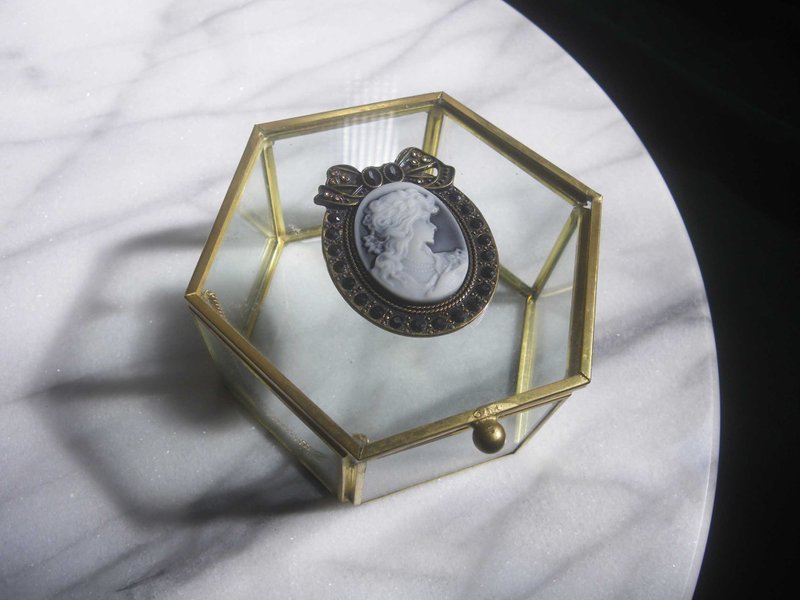 【老时光 OLD-TIME】早期二手铜框玻璃珠宝盒 - 收纳用品 - 其他材质 
