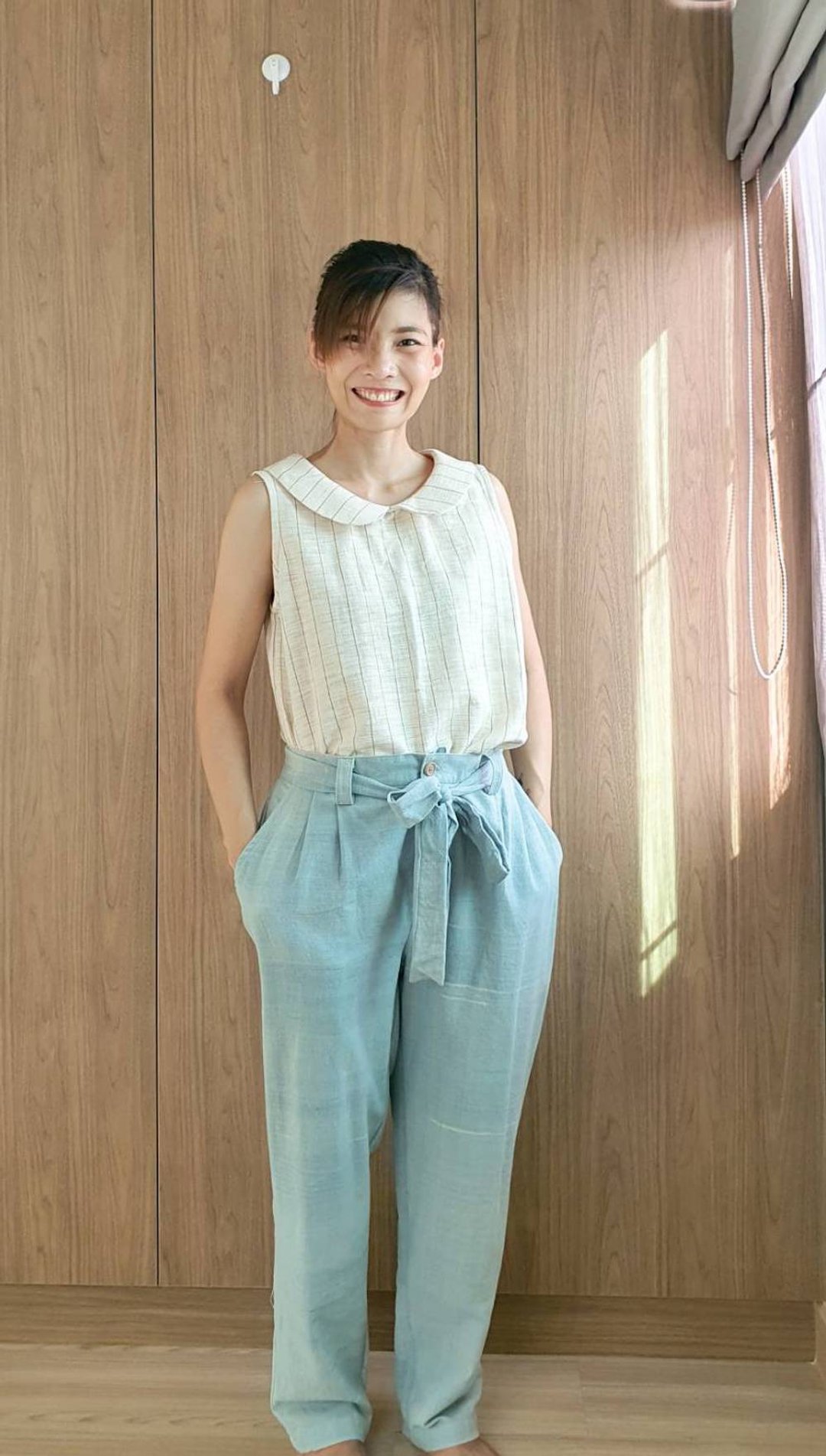 Phing pants Pastel Blue - 中性裤装 - 棉．麻 蓝色