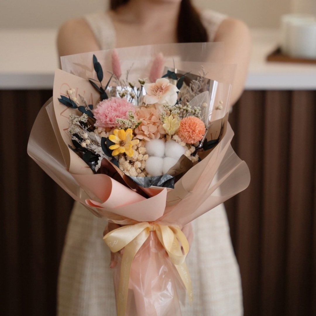 love u 系列永生康乃馨花束 樱花粉色康乃馨 - 干燥花/捧花 - 植物．花 粉红色