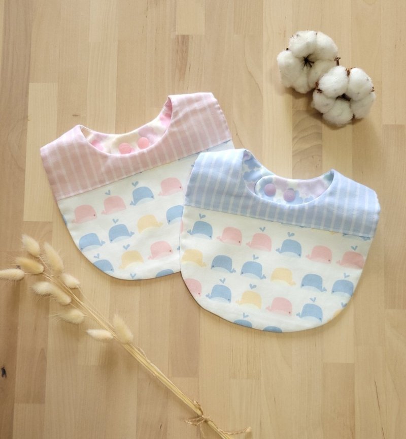 云朵上的小鲸鱼 / 拼接围兜 - 围嘴/口水巾 - 棉．麻 