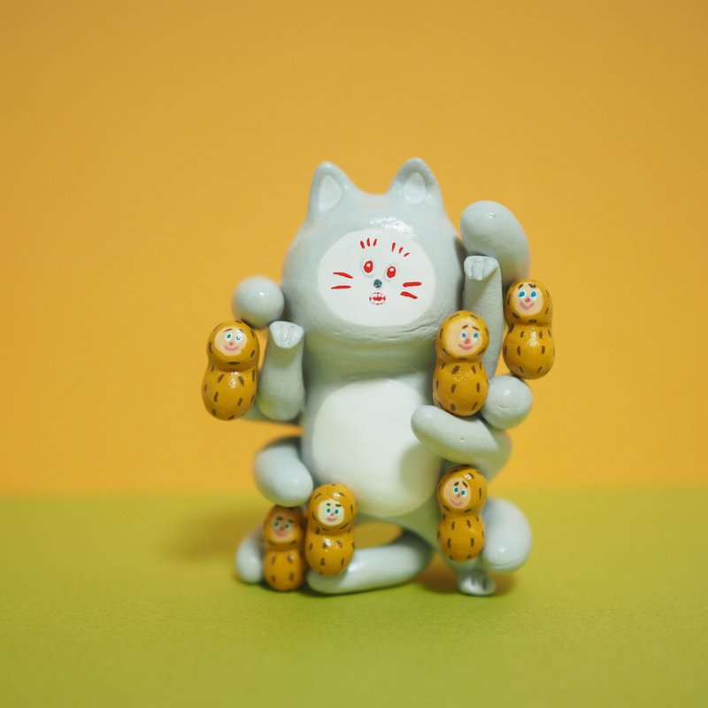 花生九尾猫 - 玩偶/公仔 - 粘土 灰色
