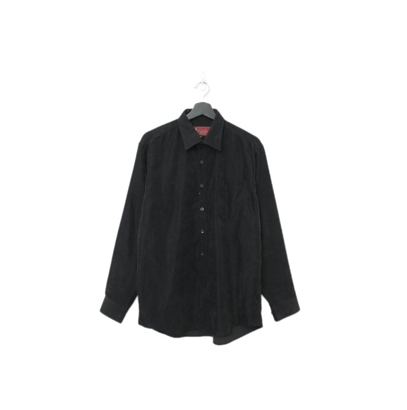 Back to Green-灯芯绒长袖衬衫 简约 黑色 质感 DL-05//vintage - 男装衬衫 - 棉．麻 