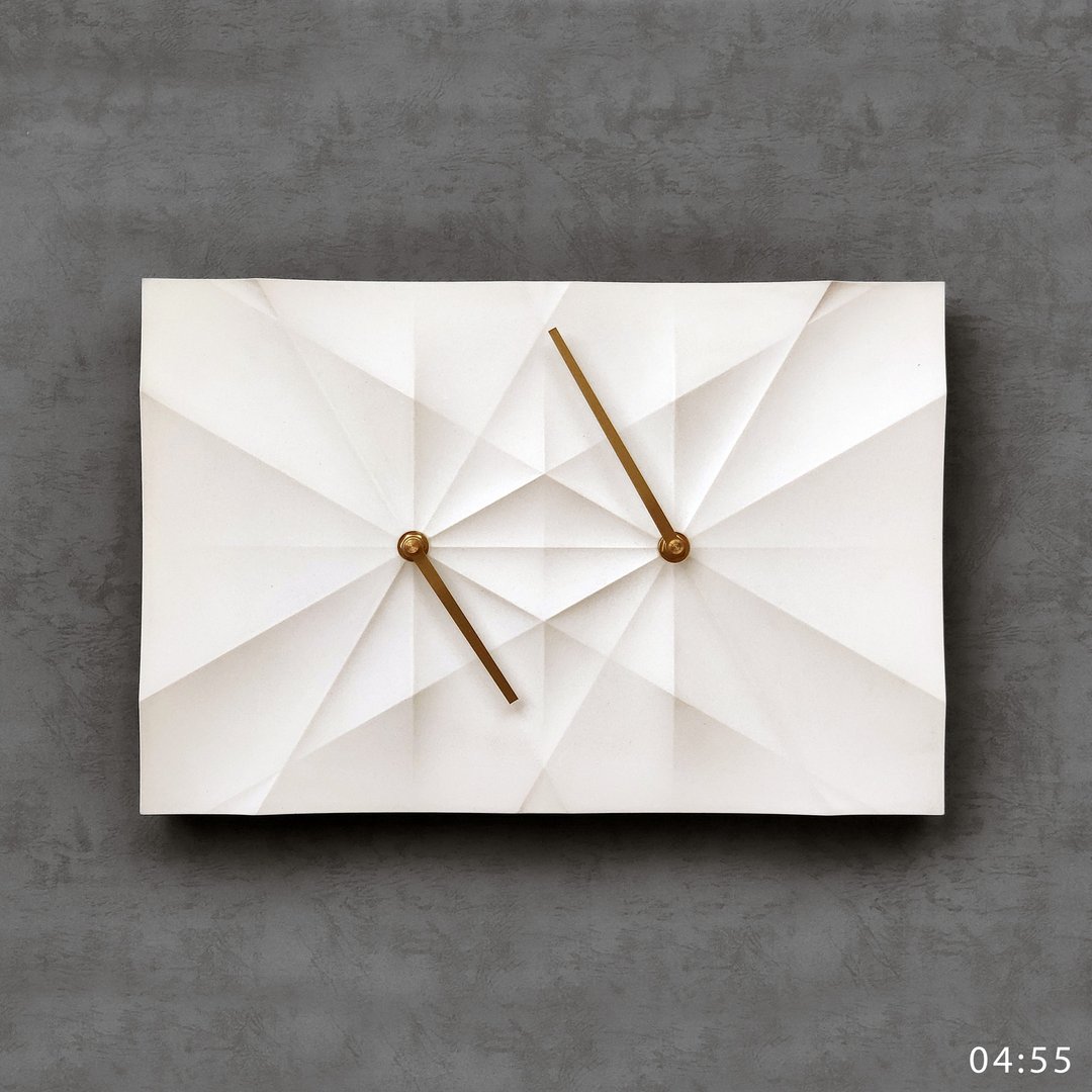 HOMER | 折纸时钟 Origami Clock 白色/曲面 HC16TM-WCM - 时钟/闹钟 - 水泥 白色