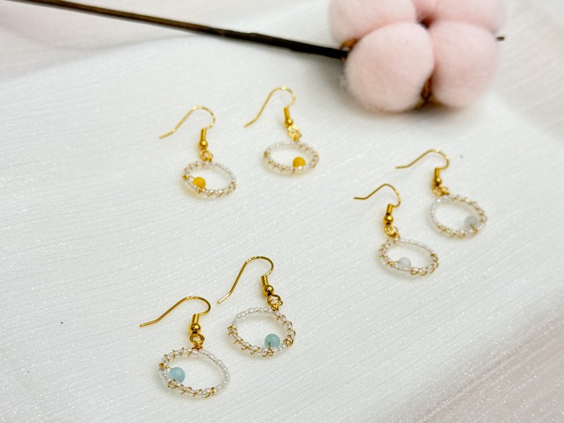 【圆圆圈圈】316L医疗钢串珠耳环(金色款) - 耳环/耳夹 - 不锈钢 