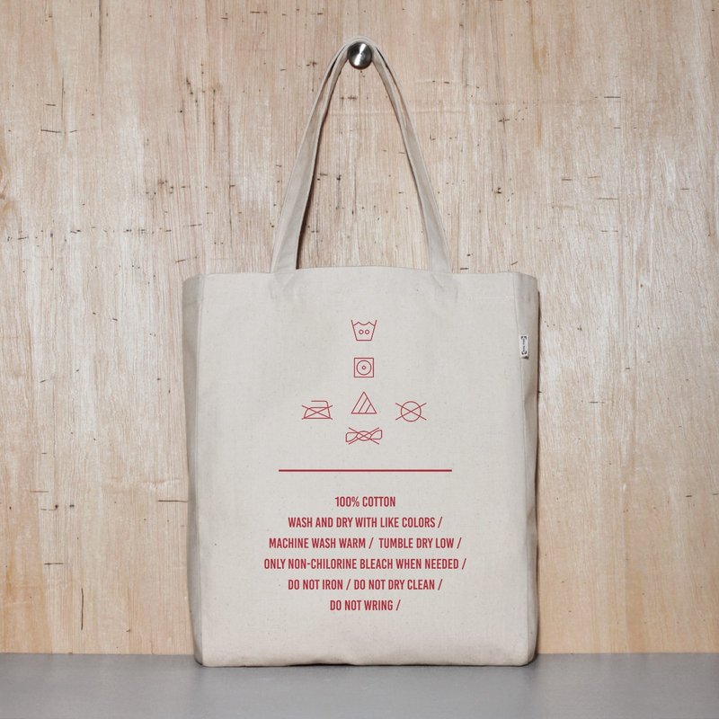 帆布袋 托特包 环保 可买空白 - 大洗标 Wash Care Label - 侧背包/斜挎包 - 棉．麻 白色