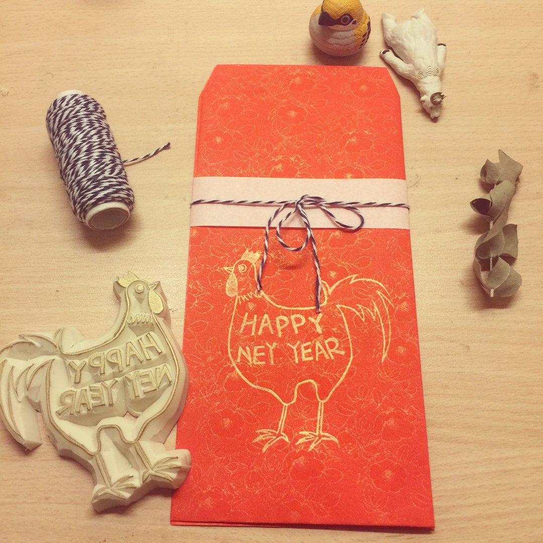 [TAll.Be]鸡年行大运红包袋*喜气洋洋金鸡到*Happy New Year*三入一组 - 红包/春联 - 纸 红色