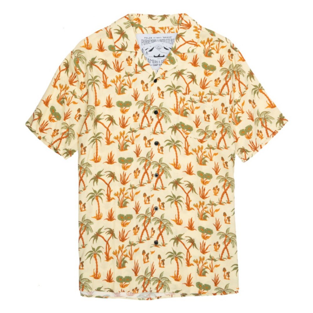 POLER ALOHA SHIRT 夏威夷衫 柔软凉感嫘萦衬衫 沙漠绿洲米色 - 男装衬衫 - 其他材质 多色