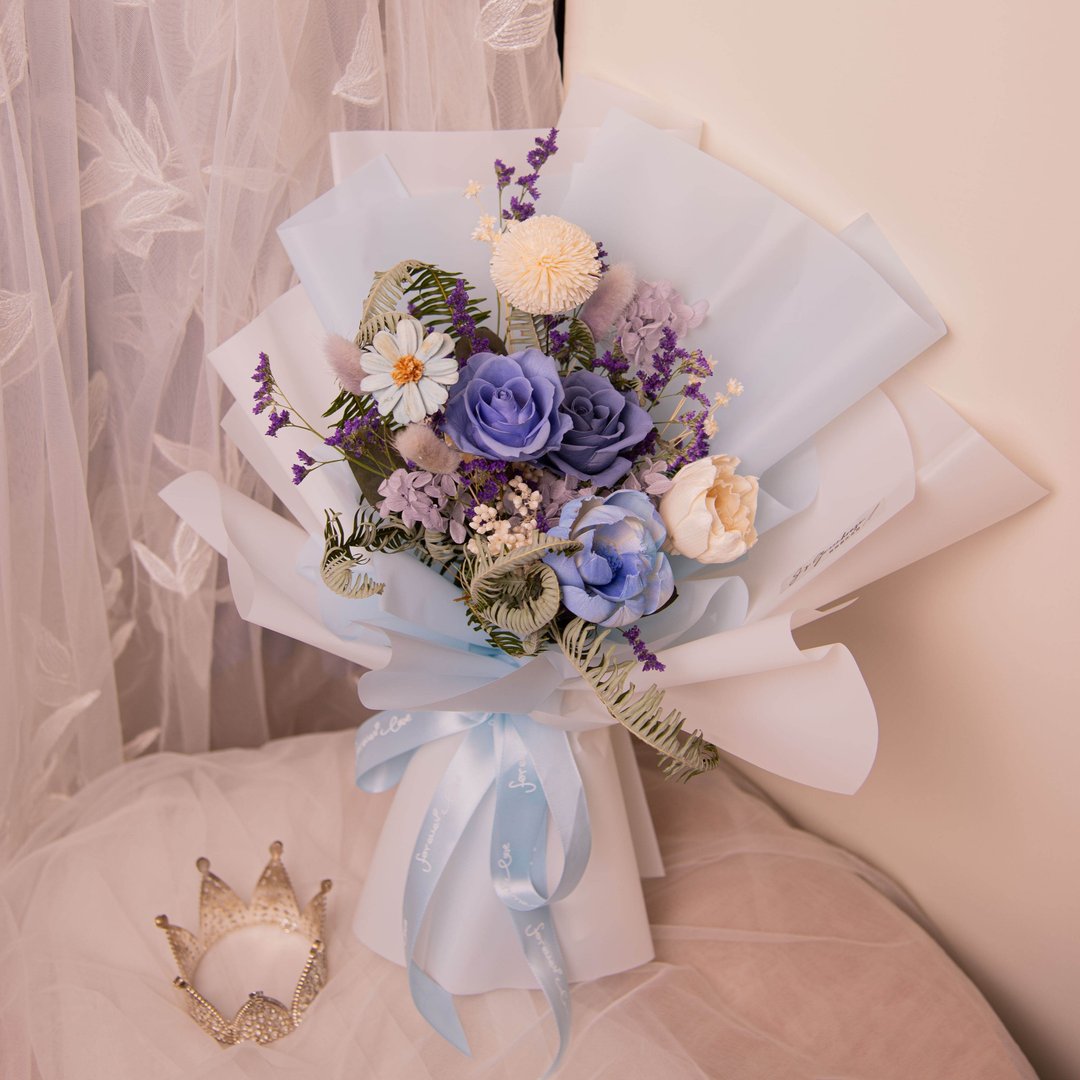 【迷幻森林】永生花 干燥花韩式花束 / 生日 毕业 告白 求婚 - 干燥花/捧花 - 植物．花 蓝色