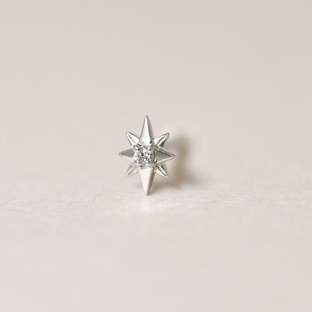 【Solo Earring】 【Second Earrings】 铂金钻石闪耀单边耳环 - 耳环/耳夹 - 贵金属 