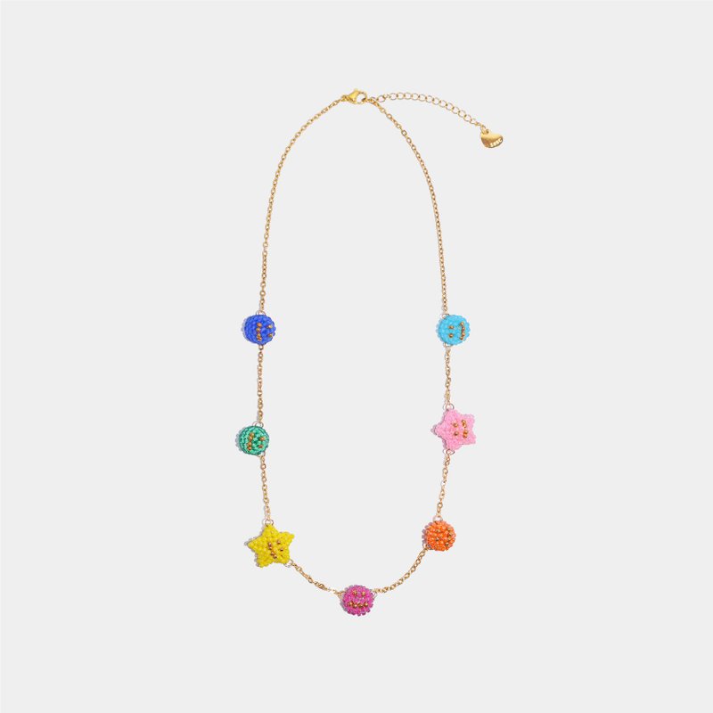 手拉手彩球星星项链 - 项链 - 玻璃 多色