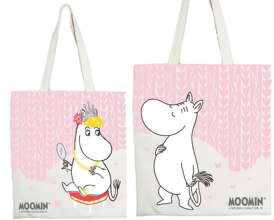 Moomin授权-粉心-手提购物包(米白/麻黄) - 手提包/手提袋 - 棉 白色