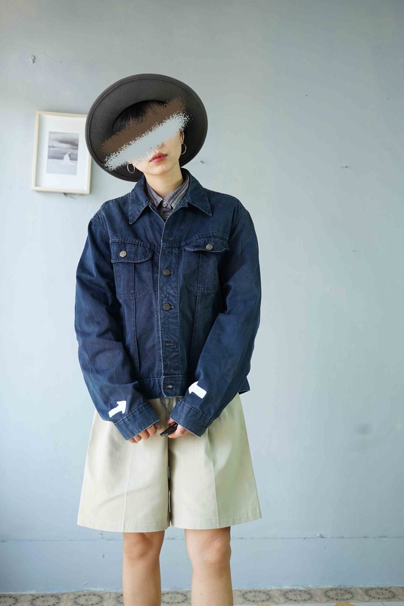 寻宝古着-Lee 水洗灰蓝洗旧感机车夹克牛仔外套 - 女装休闲/机能外套 - 棉．麻 蓝色
