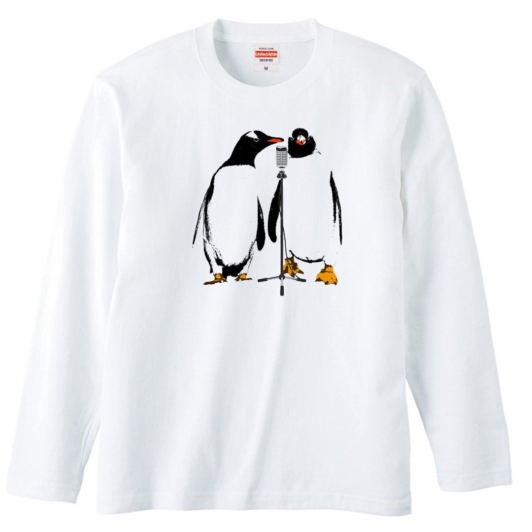 Long sleeve t-shirt / comedian penguin - 男装上衣/T 恤 - 棉 白色