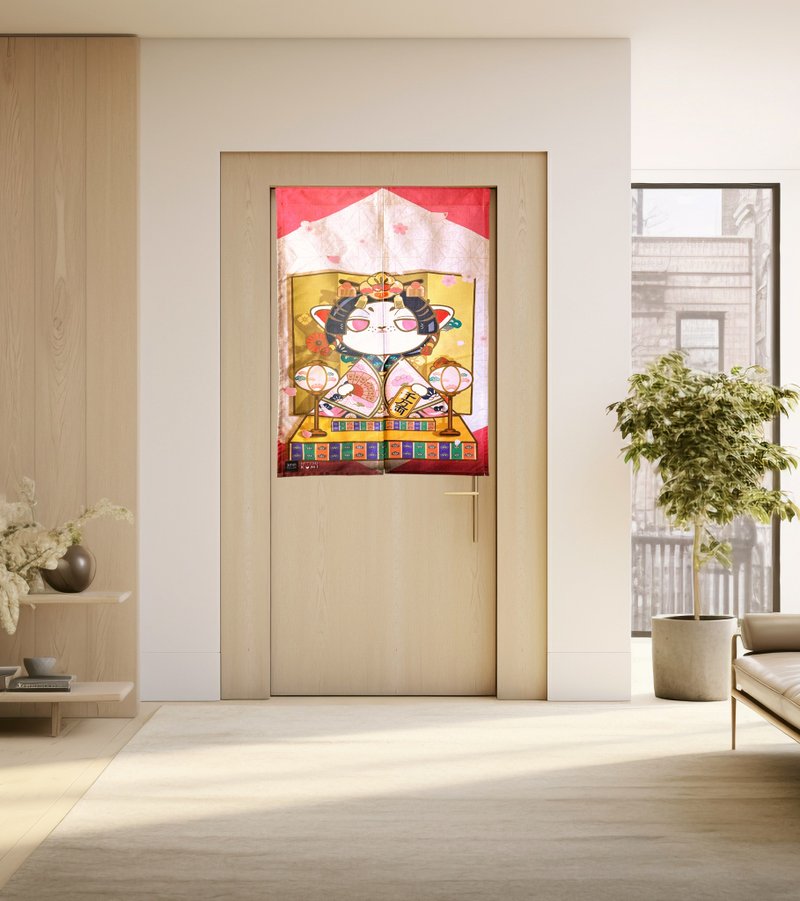 招财猫 Mittsu Kumi 布艺门帘 - 门帘/门牌 - 棉．麻 白色