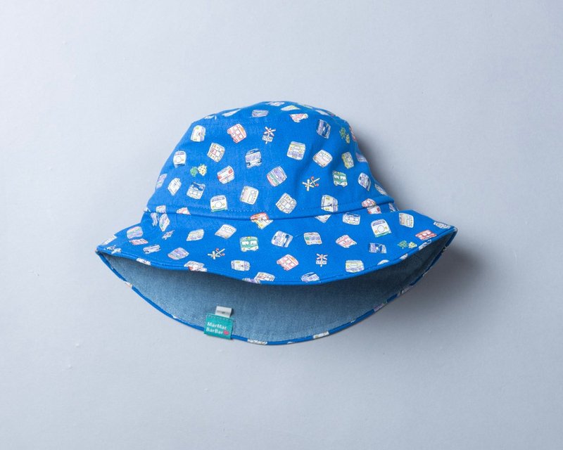 帽围可调塑型-交通9 渔夫帽 防晒 宝宝 童装 礼物 帽子露营 登山 - 帽子 - 棉．麻 蓝色