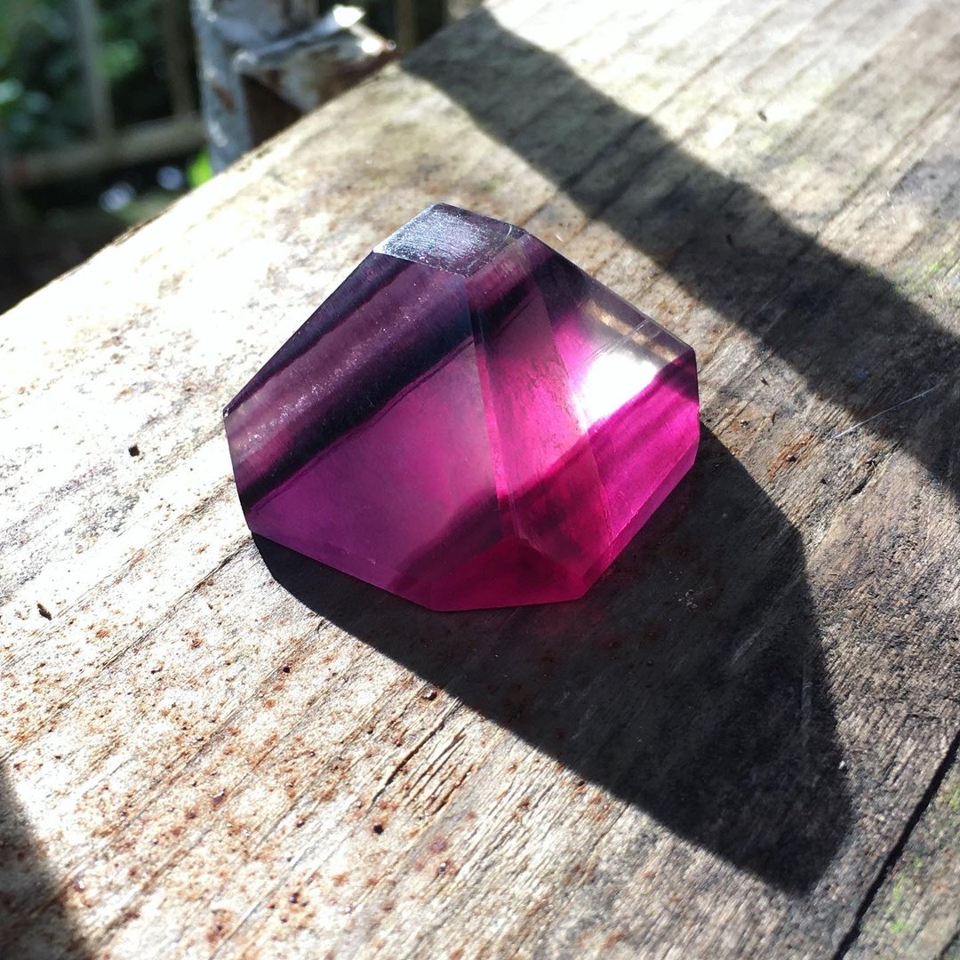 【Lost and find】天然石 层层 紫白 萤石 水晶 摆件 - 摆饰 - 宝石 紫色