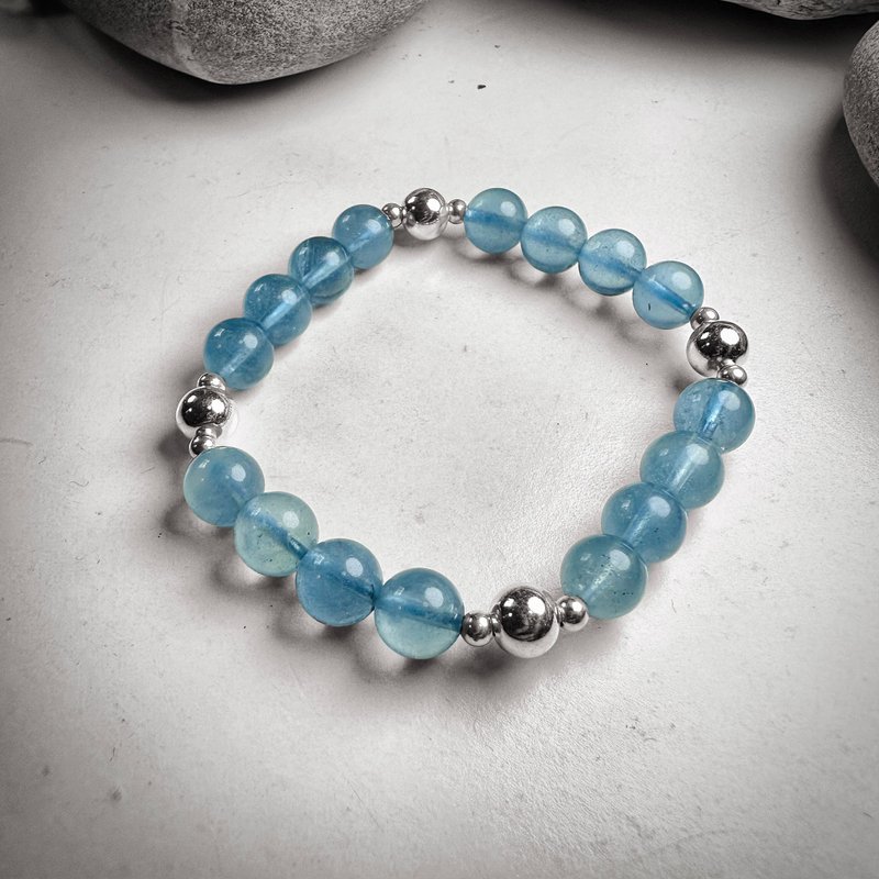 7mm+ 海蓝宝 银制手串 - 手链/手环 - 半宝石 