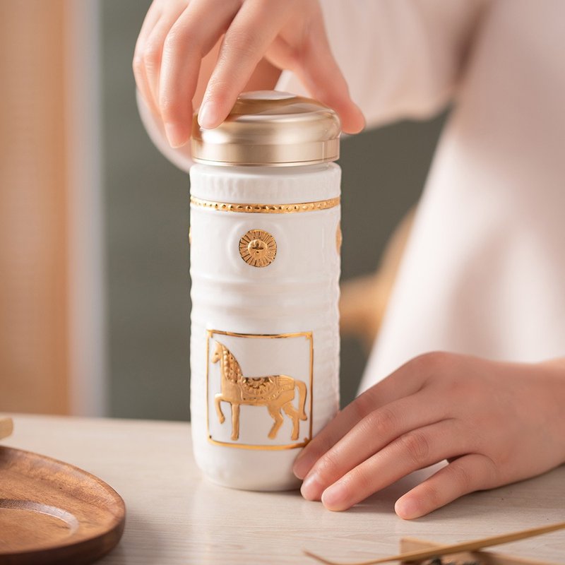 皇家骏马随身杯 / 大 / 双层 / 3色 350ml - 水瓶/水壶 - 瓷 白色