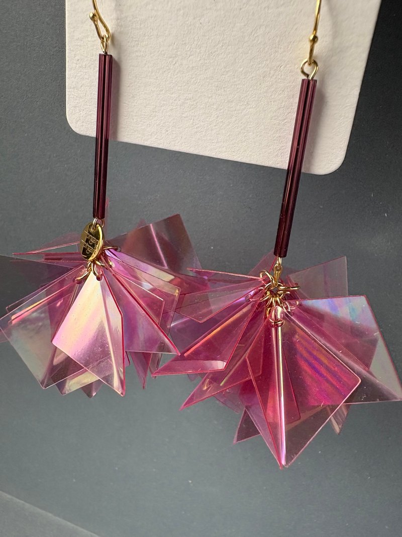 极光粉 - 耳环/耳夹 - 塑料 粉红色