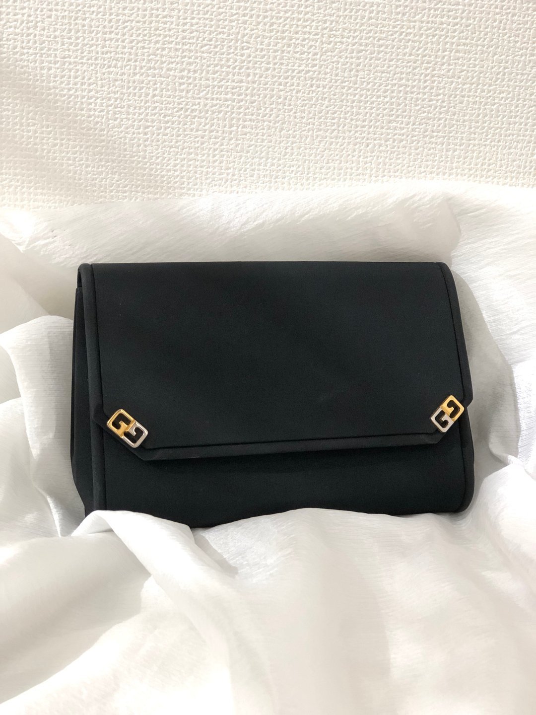【日本直运名片二手包】GUCCI GG图案缎面手拿包黑复古Vintage Old Gucci axi4gv - 手提包/手提袋 - 其他材质 黑色