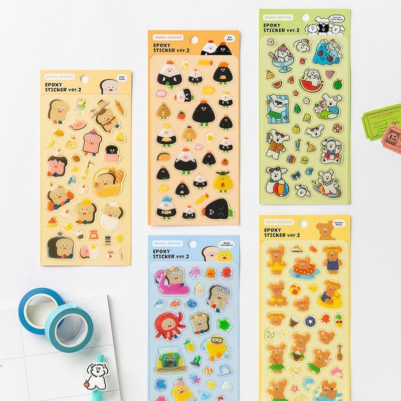 Romane Brunch Brother 早午餐兄弟立体滴胶贴纸 Ver.朋友系列 - 贴纸 - 纸 