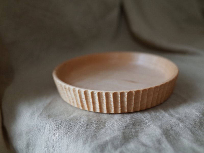 边缘雕刻小圆盘 - 盘子/餐盘/盘架 - 木头 咖啡色