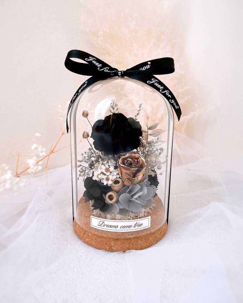 永生花玻璃盅-午夜星空 l 黑玫瑰 黑玫瑰玻璃盅 情人节礼物 - 干燥花/捧花 - 植物．花 黑色