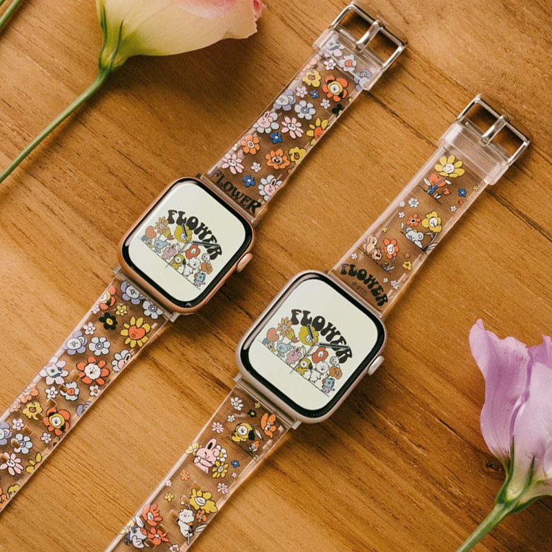 Apple Watch BT21小花系列透明表带 联名限量 S9/8/7/6/5/4/SE - 表带 - 塑料 透明