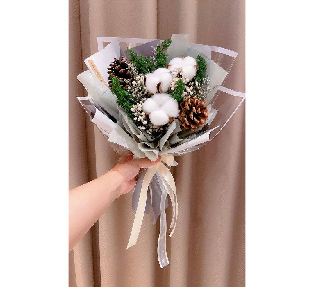 棉花花束 干燥花束 毕业花束 生日花束 韩式花束 永生花花束 干燥 - 干燥花/捧花 - 植物．花 咖啡色