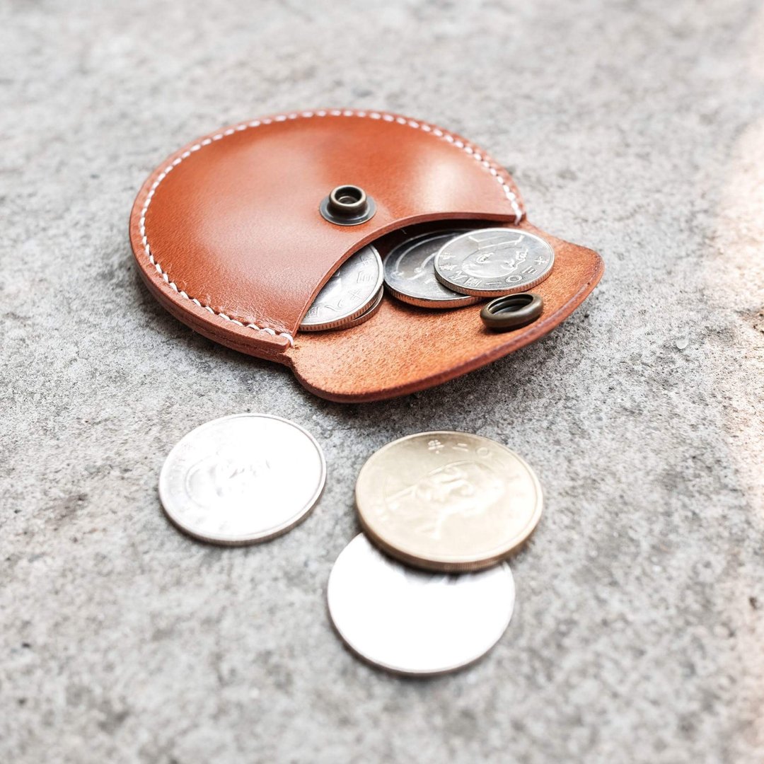 翡冷翠焦糖色植鞣革钱包/限量手作/真皮/零钱包/Coin Purse/leather/吉.co （小版） - 零钱包 - 真皮 多色