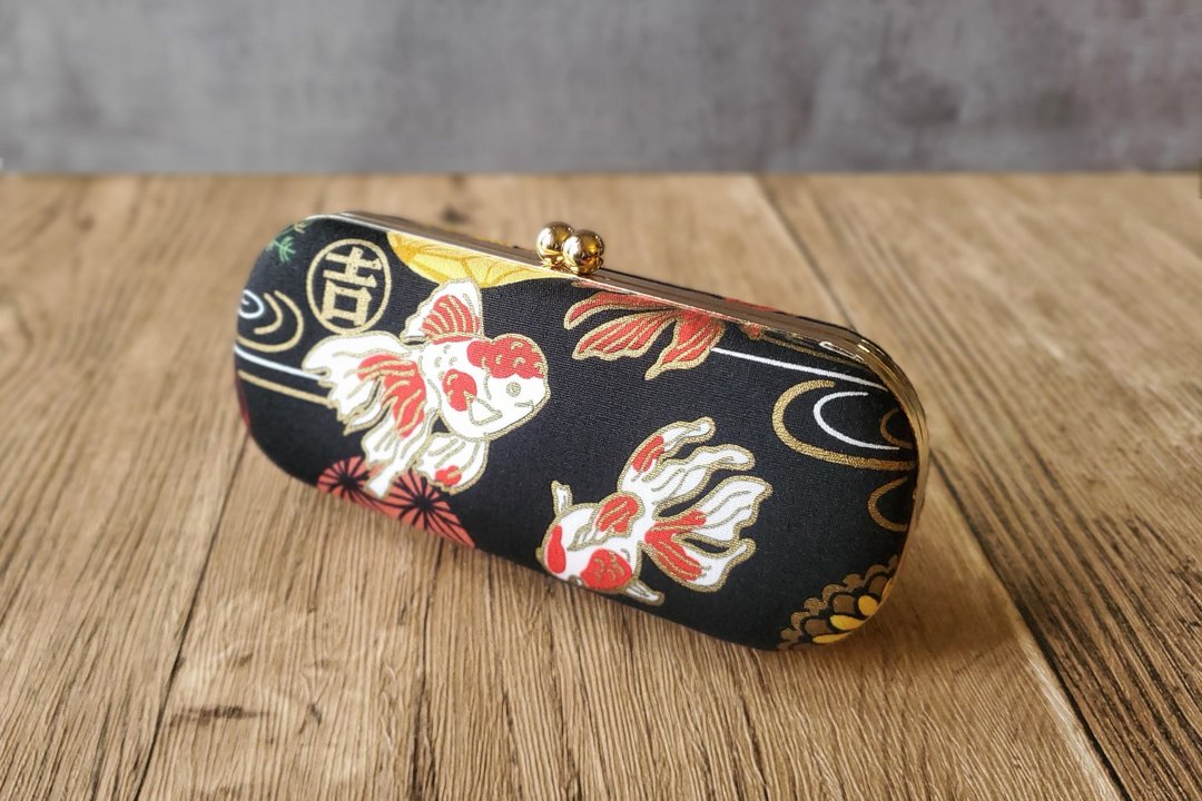 烫金 金鱼 眼镜盒 笔盒 口金盒 硬壳眼镜盒 - 眼镜盒/眼镜布 - 棉 