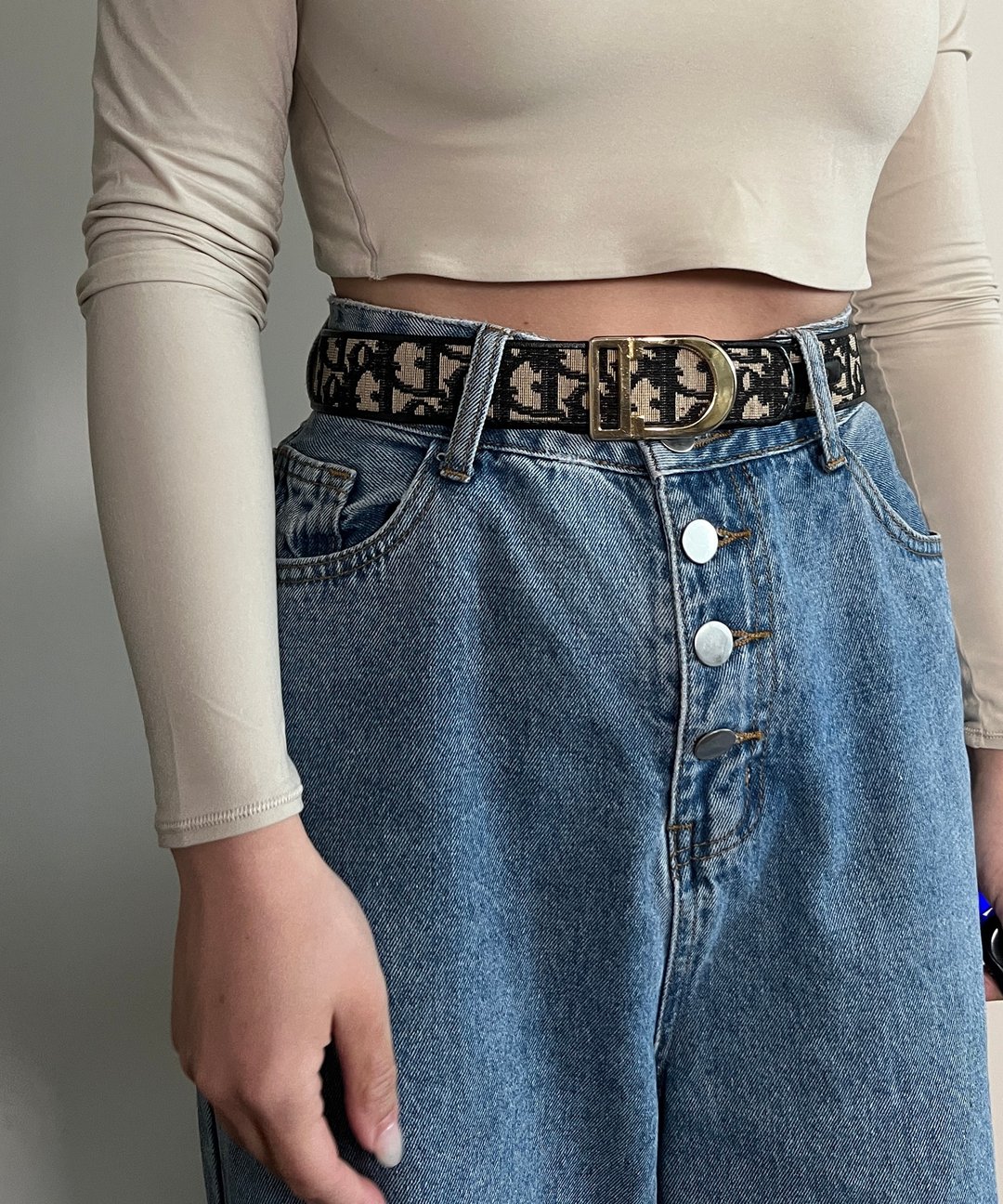 Dior Oblique Jacquard belt CD中古蓝色提花皮带腰带 美品 - 皮带/腰带 - 其他材质 蓝色