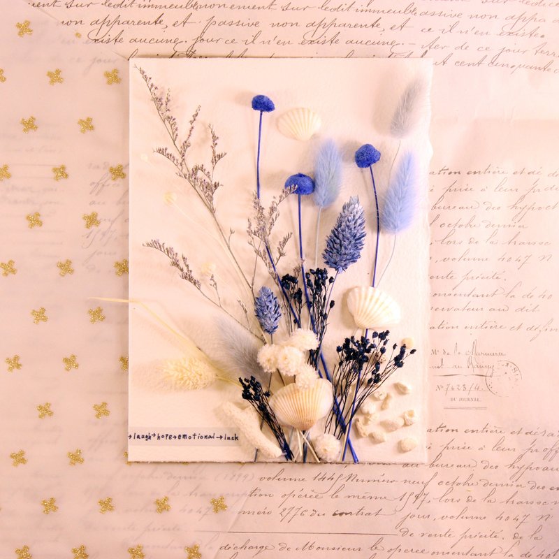 干燥花束卡-海底森林- │L│干燥花│不凋花│花束│卡片│毕业│礼物│祝福│ - 木工/竹艺/纸艺 - 纸 蓝色