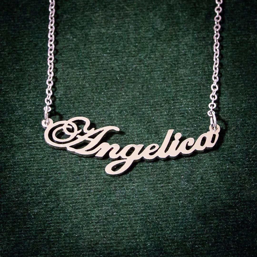 Custom name necklace hand wringting curve stlye - 项链 - 铜/黄铜 银色