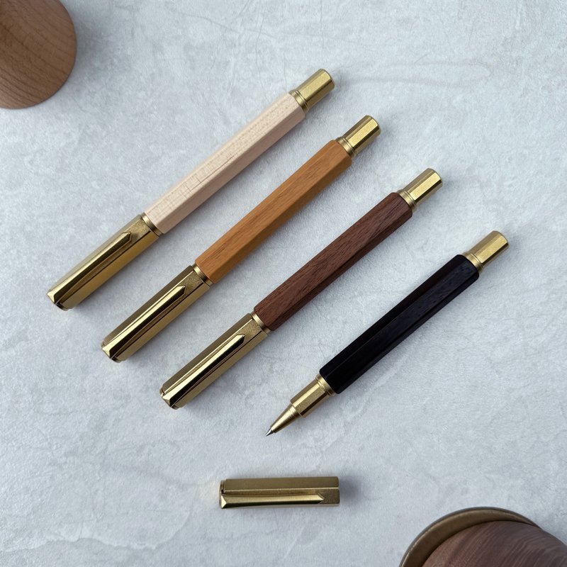 【赠小王子明信片】【磁吸钢珠笔】经典系列-雾金色 免费快速刻字 - 钢珠笔 - 木头 咖啡色