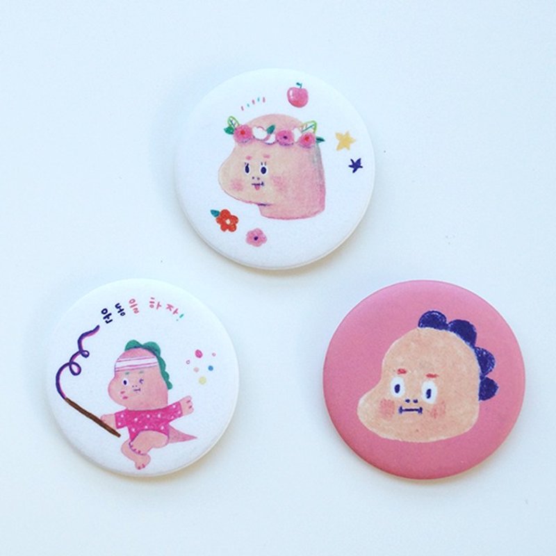 Coco dino Pin button set - 徽章/别针 - 其他金属 粉红色