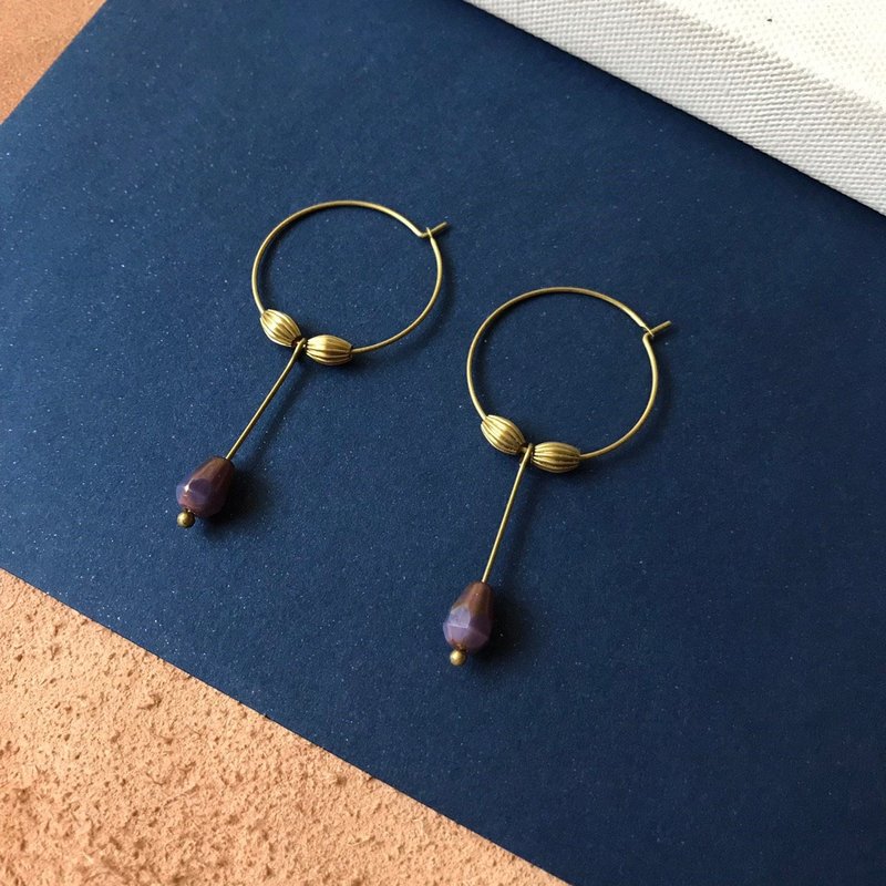 复合媒材_异国度_耳针式 - 耳环/耳夹 - 铜/黄铜 蓝色