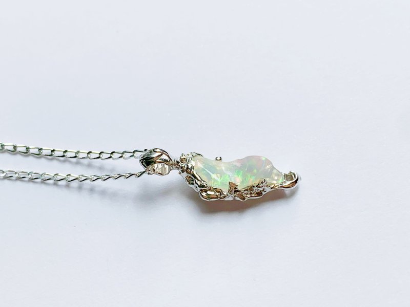 十月诞生石 - 不规则蛋白石月蚀项链 - 项链 - 半宝石 多色